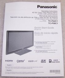 Manual For Panasonic TC-P42C1 & TC-P50C1 Plasma TV