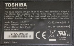 Toshiba Wireless Keyboard PA5058U-1EAB + USB